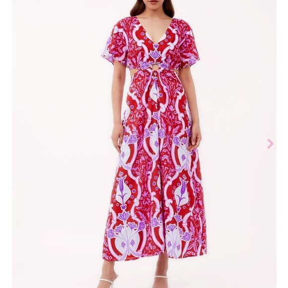 Beyond by Vera 1538 Giselle COMO ROUGE midi dress size XS - Picture 9 of 16